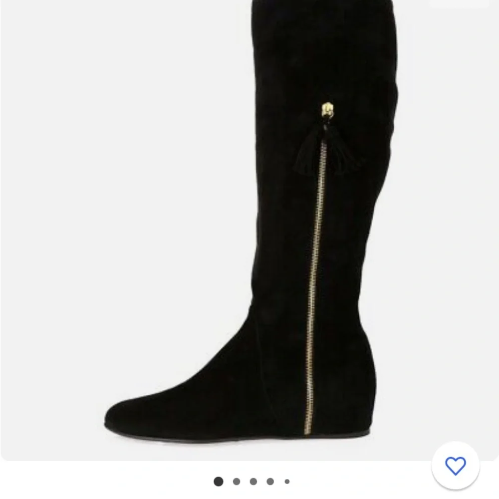 STUART WEITZMAN BLACK SUEDE OVER -THE -KNEE BOOTS HIDDEN WEDGE HEEL SIZE…